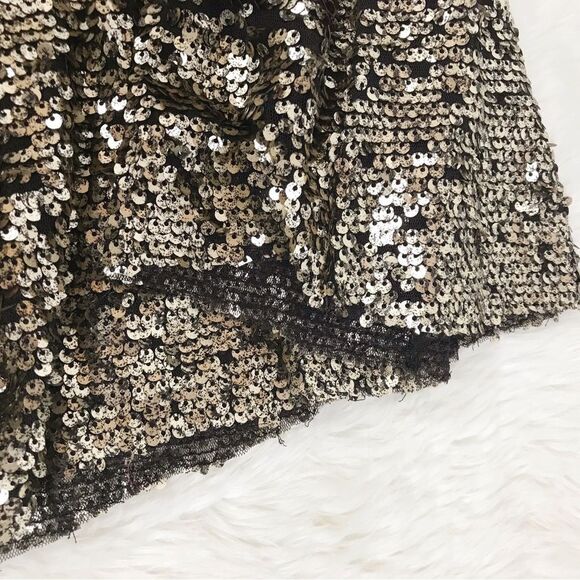 ANTHROPOLOGIE Maeve Orleans Gold Sequin Midi Skirt Metallic Party Size Small New - Picture 14 of 16